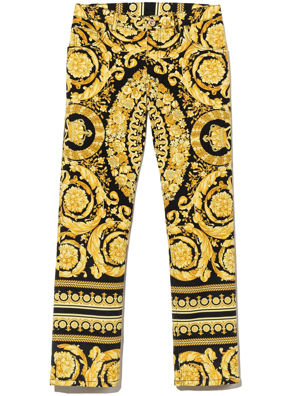 

Прямые джинсы с принтом Barocco Versace Kids, черный