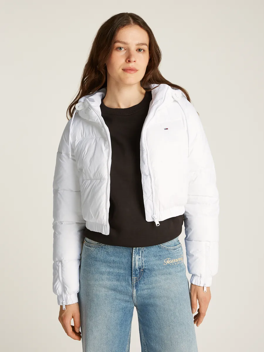 

Стеганая куртка Tommy Jeans "TJW CRP HOODED PUFFER", с капюшоном, с капюшоном, белый