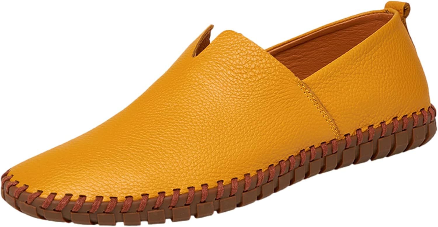 

Мужские лоферы из натуральной кожи, мягкая подошва ручной работы, летние слипоны с вырезами для повседневной и автомобильной езды Jamron, желтый