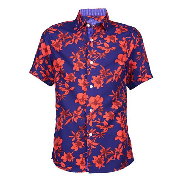 

Мальчиковая рубашка slim fit с цветочным принтом Elie Balleh, Navy