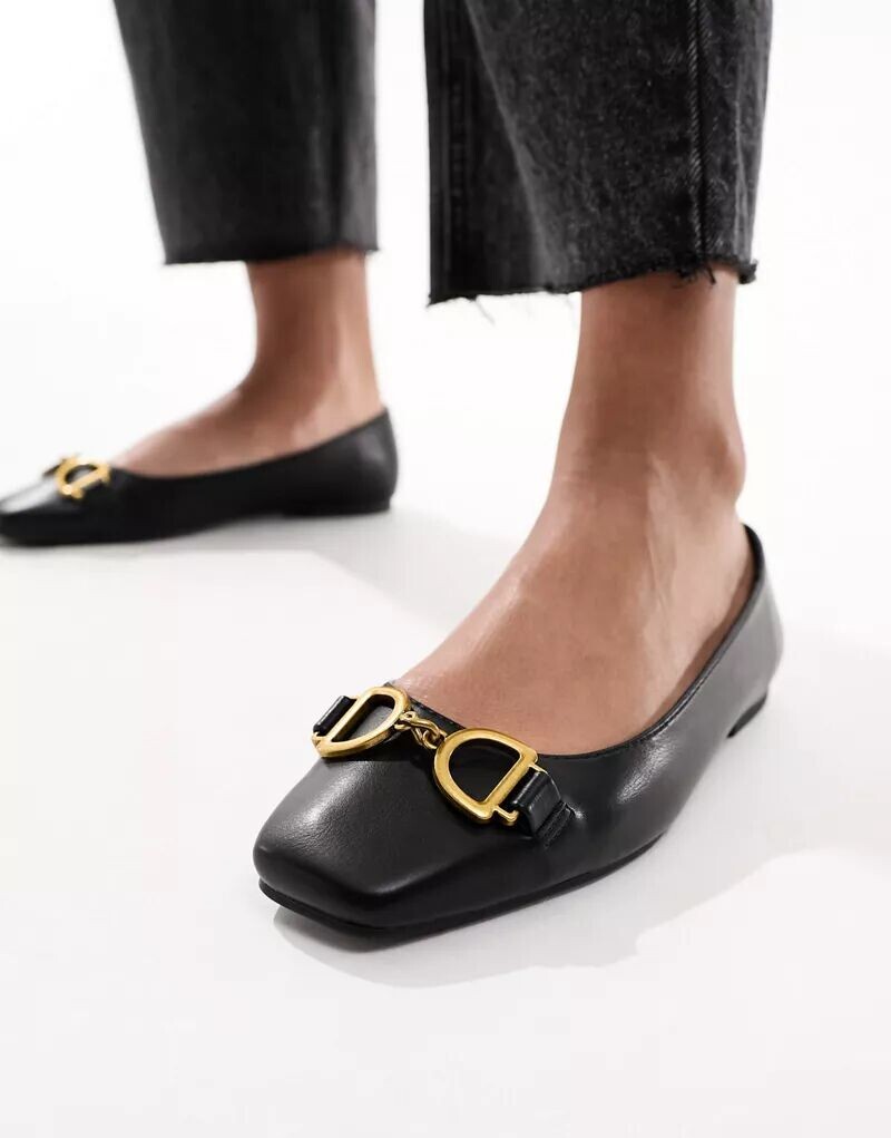 Черные балетки с квадратным носком ASOS Leighton