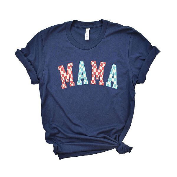 

Футболка с принтом в клетку Mama wavy Simply Sage Market, True Navy