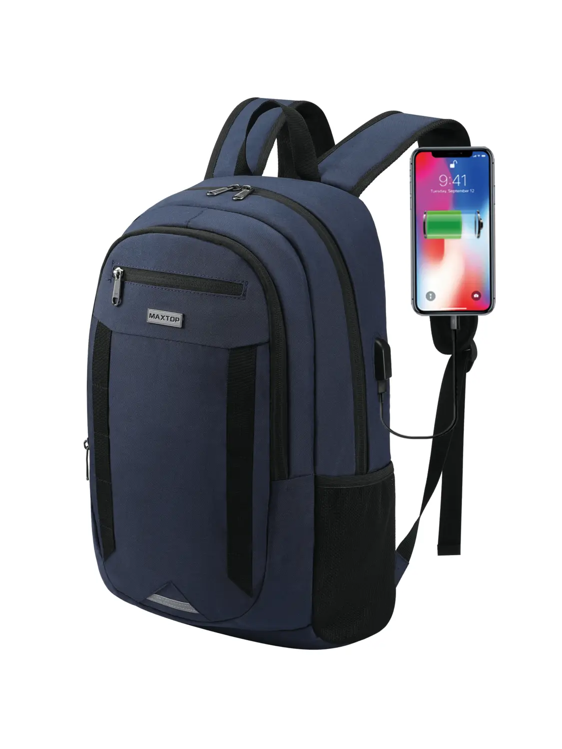 

Рюкзак Maxtop с USB-портом для зарядки, синий