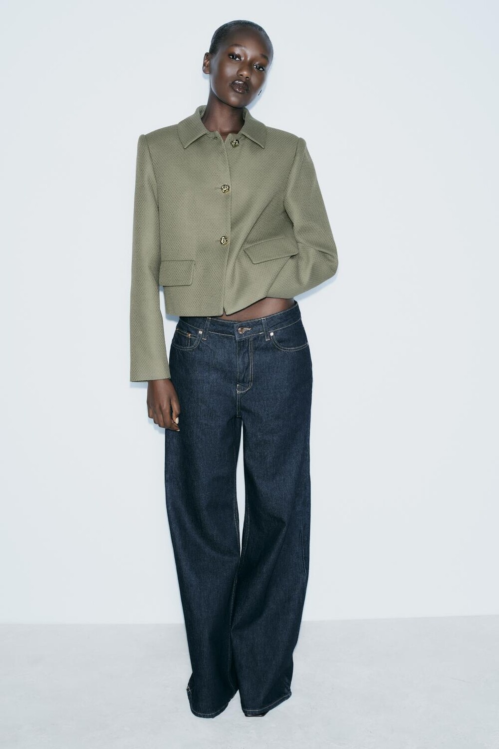

Пиджак пике ZARA, хаки