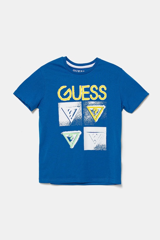 

Детская хлопковая футболка Guess, синий