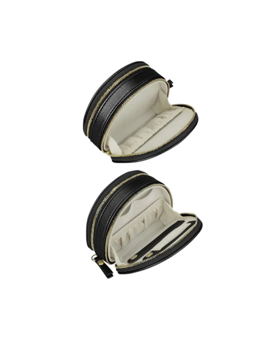 Миниатюрный кожаный дорожный футляр для ювелирных изделий Duo Mini Fashion Half Moon Mele & Co, черный — фото 2
