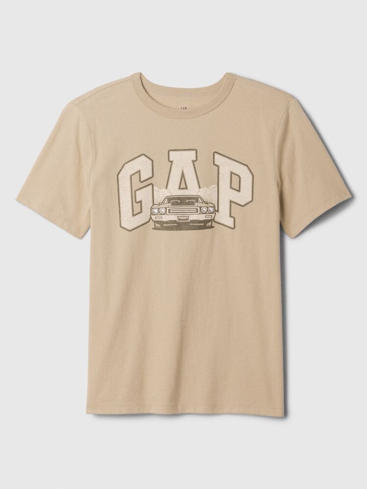 

Детская хлопковая футболка Gap, бежевый