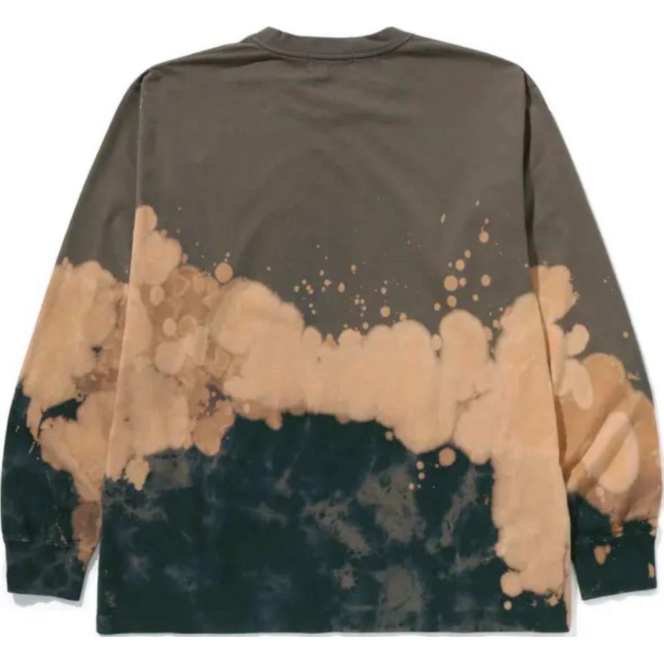 Футболка Bape Tie Dye Ape Head Relaxed Fit с длинным рукавом A BATHING APE, хаки — фото 4