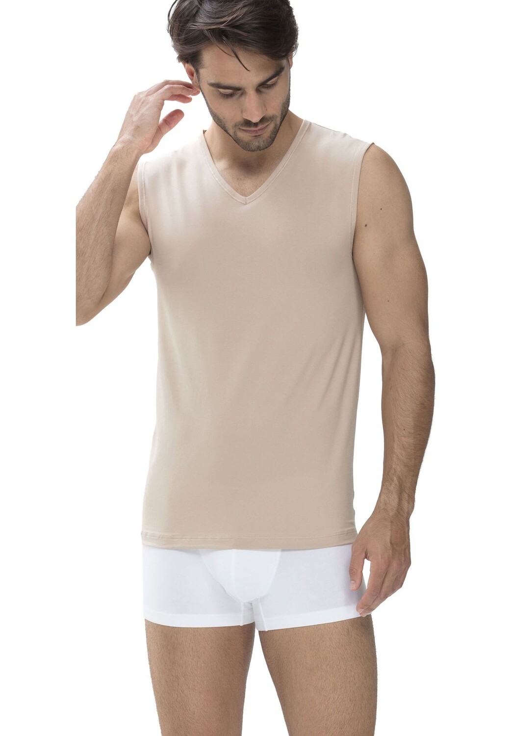 

Майка без рукавов, однотонная, мужская mey, цвет Light Beige