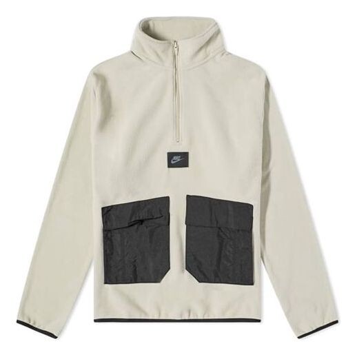 

Толстовка men's sportswear therma-fit logo label suede half zipper colorblock stand collar jacket beige Nike, мультиколор