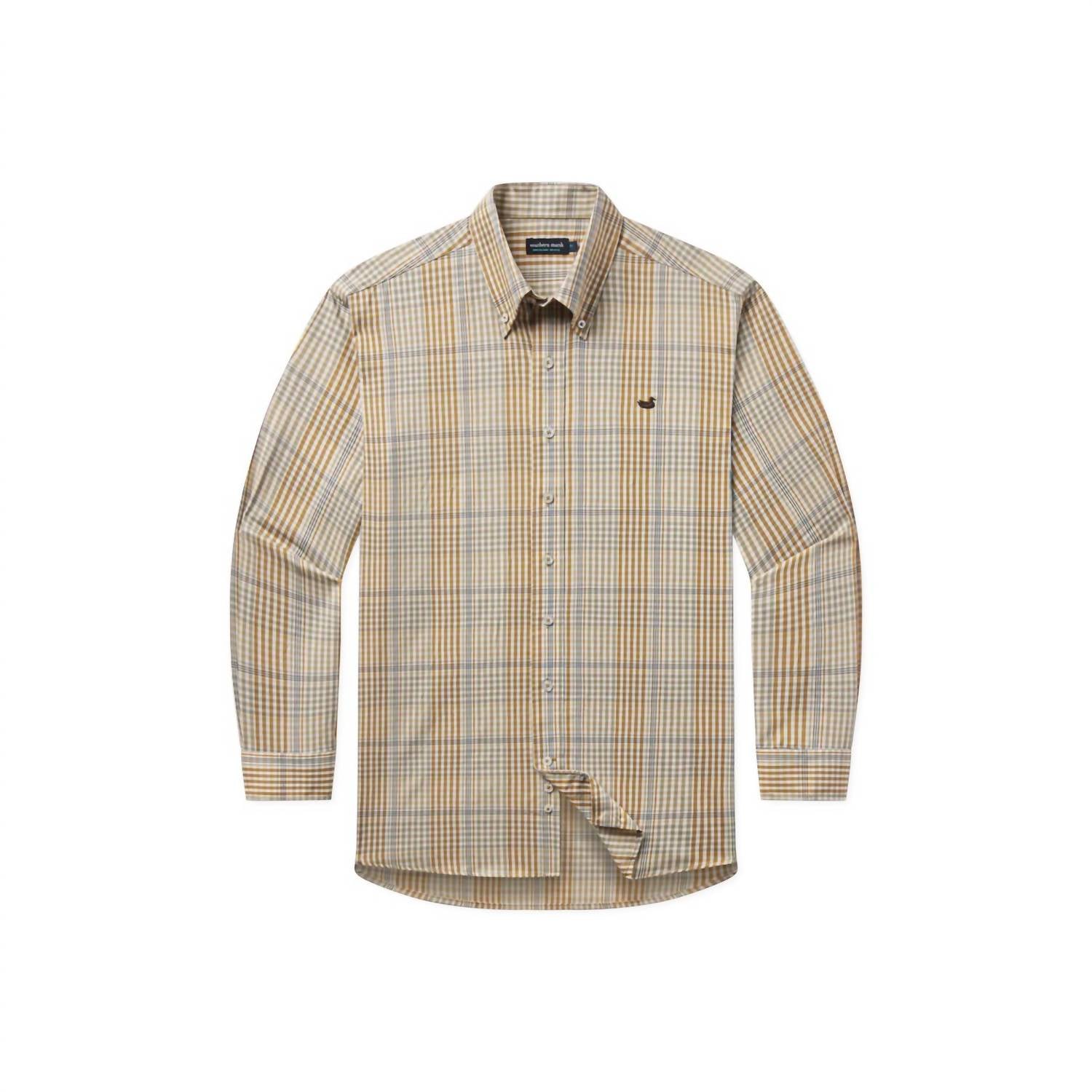

Мужская рубашка Edgefield Windowpane цвета полевой хаки/темно-оливковый Southern Marsh