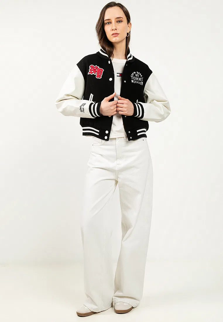 Женская шерстяная куртка-бомбер Tommy Jeans Tommy Hilfiger, черный — фото 4