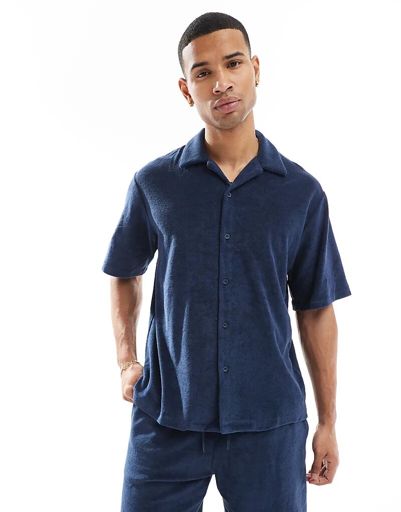 

Рубашка Jack & Jones Premium Oversize Terry темно-синего цвета (часть комплекта)