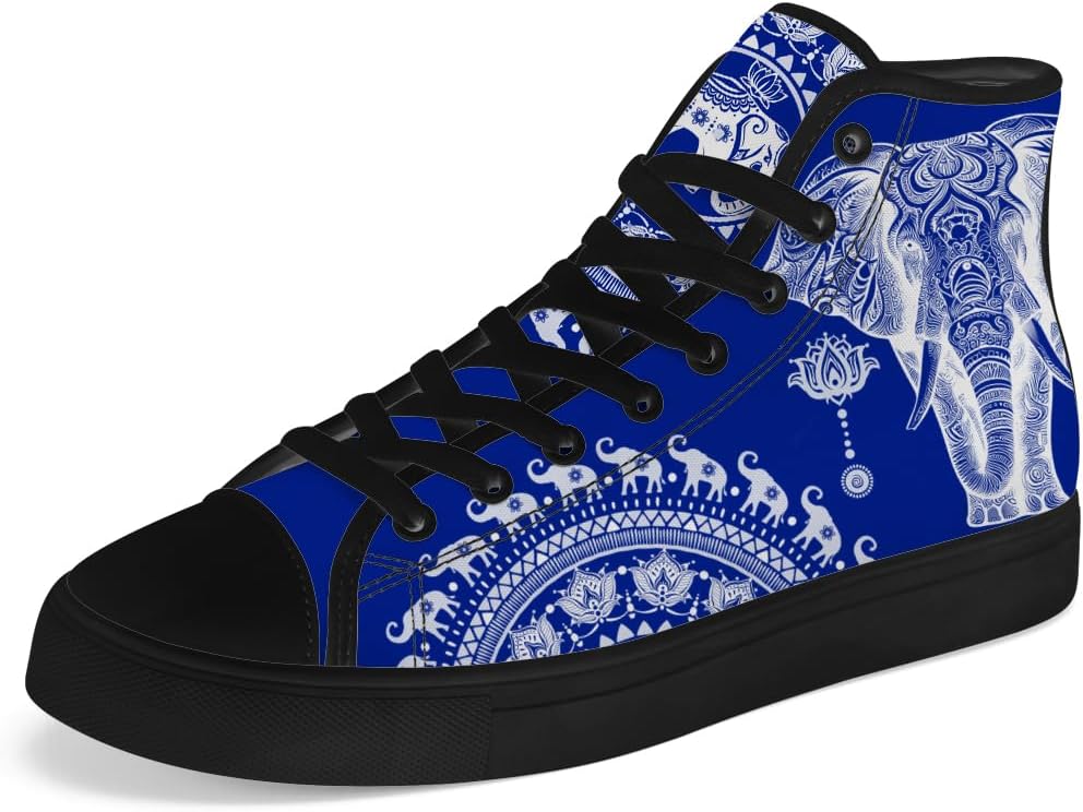 

Мужские и женские высокие кеды на шнуровке Chebing с принтом мандалы на холщовой основе, синий