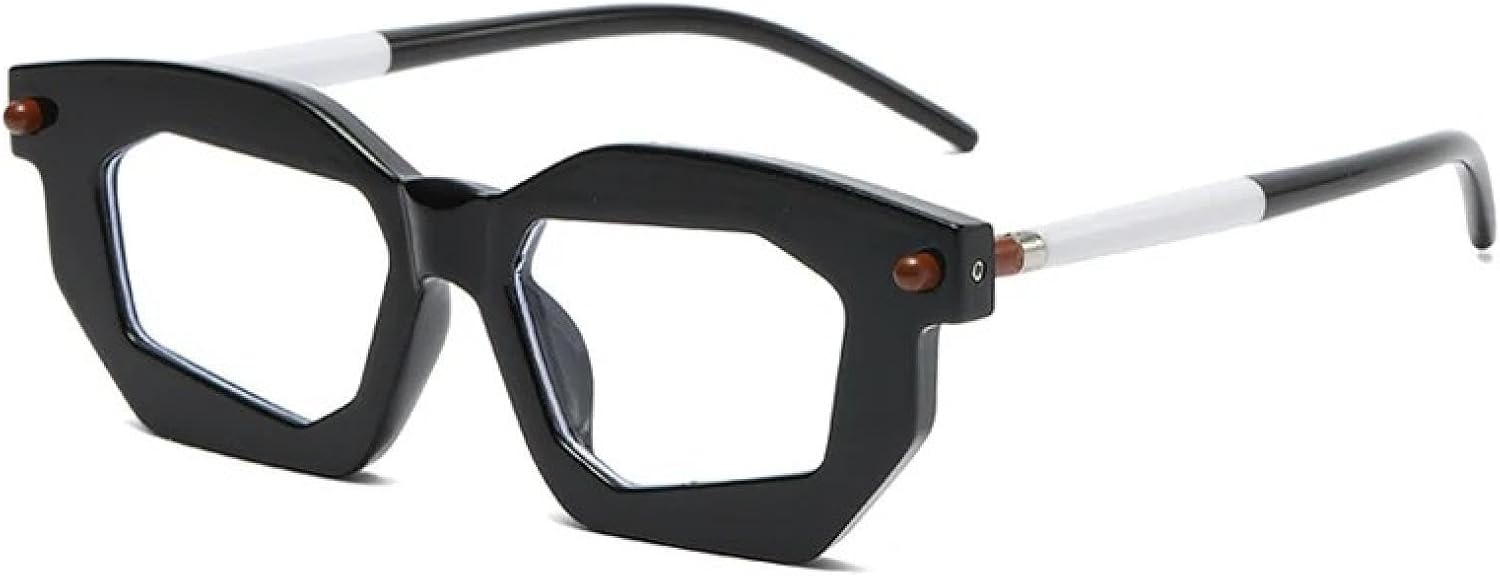 

Модные солнцезащитные очки Polygon для женщин, двухцветные, с прозрачными линзами, в стиле панк, с заклепками, уникальные, с защитой от УФ-излучения UV400 TVTBBVV, Black Clear