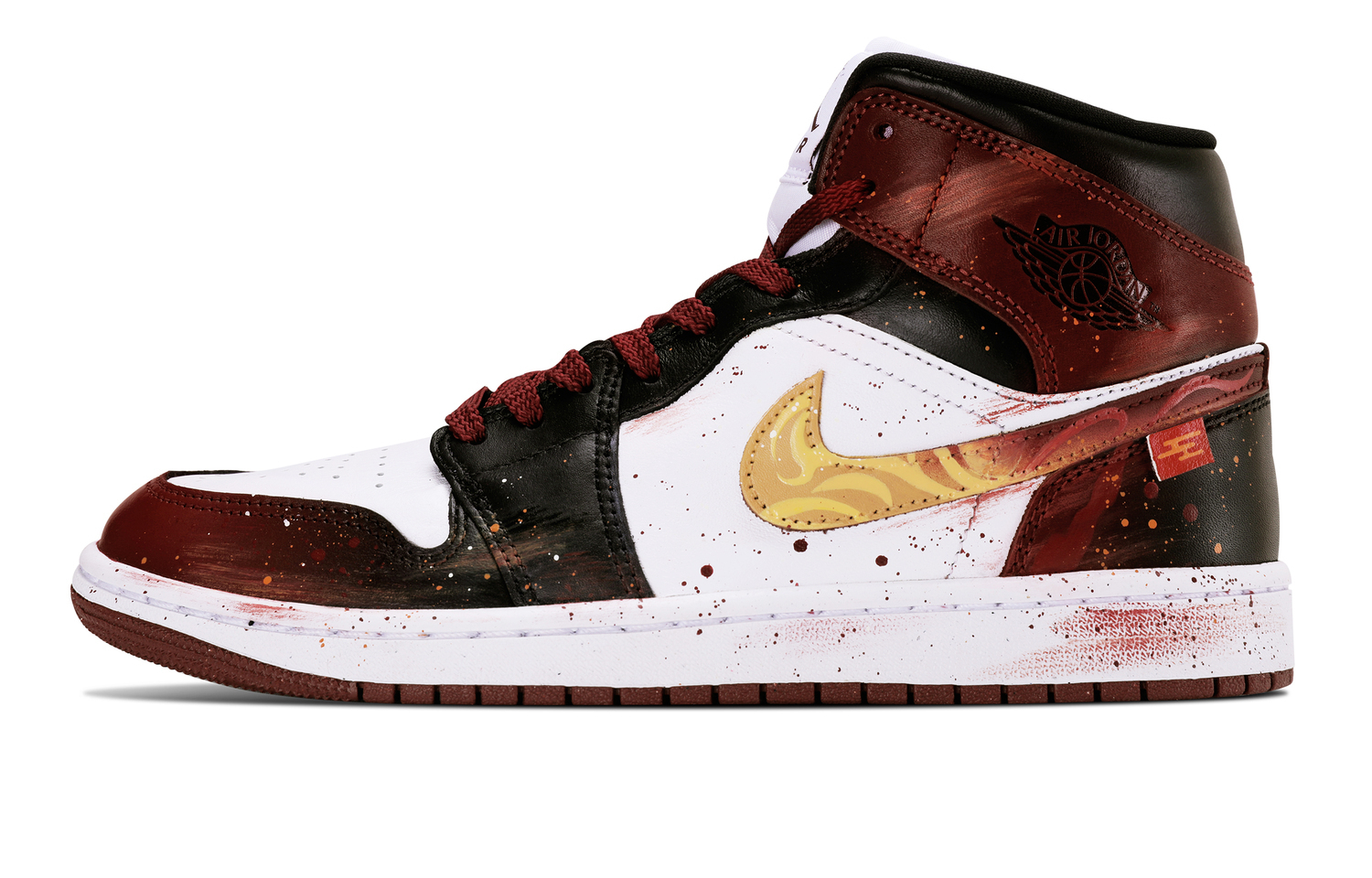 

Jordan Кроссовки Air 1 Abrasion Resistant Vintage Basketball Shoes Unisex Black Red Yellow