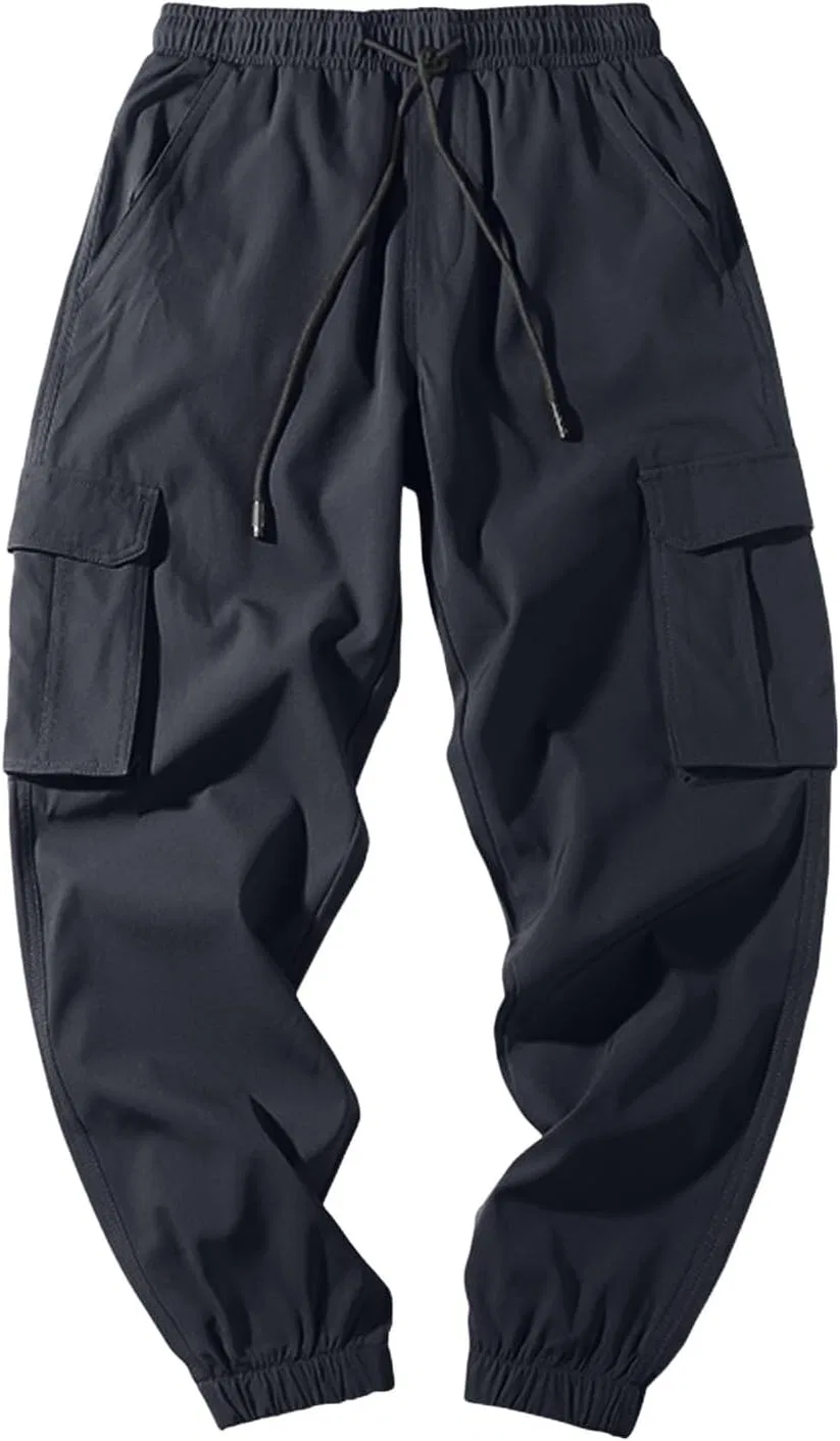 Спортивные штаны для мужчин Stretch с кулиской, карго, Slim Fit, тактические, с карманами, Casual, зауженные, для походов Generic, черный — фото 4