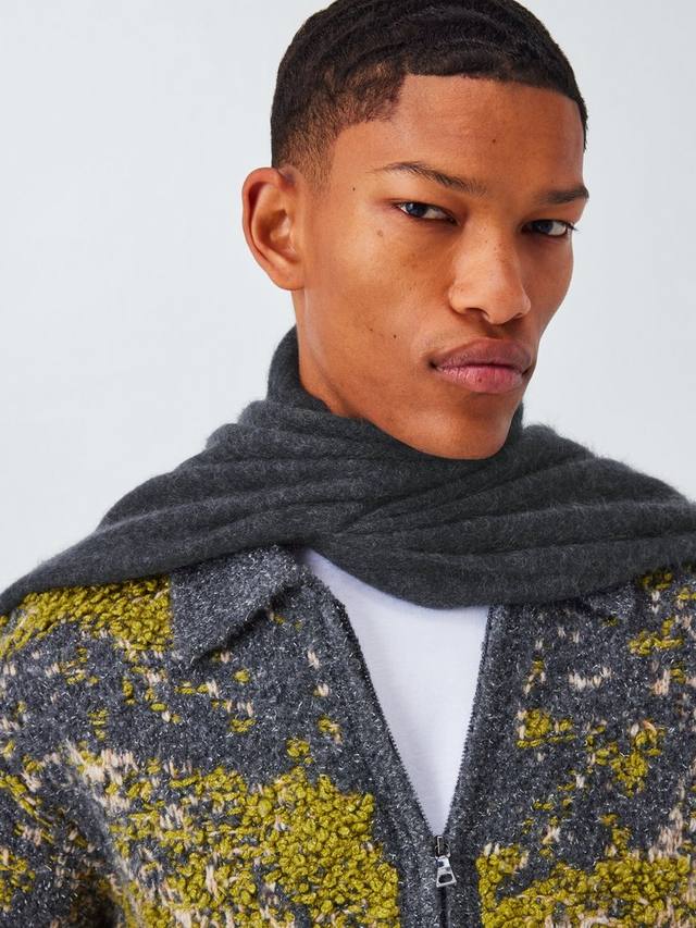 

Шарф из кашемира с сатиновым переплетением John Lewis, Charcoal