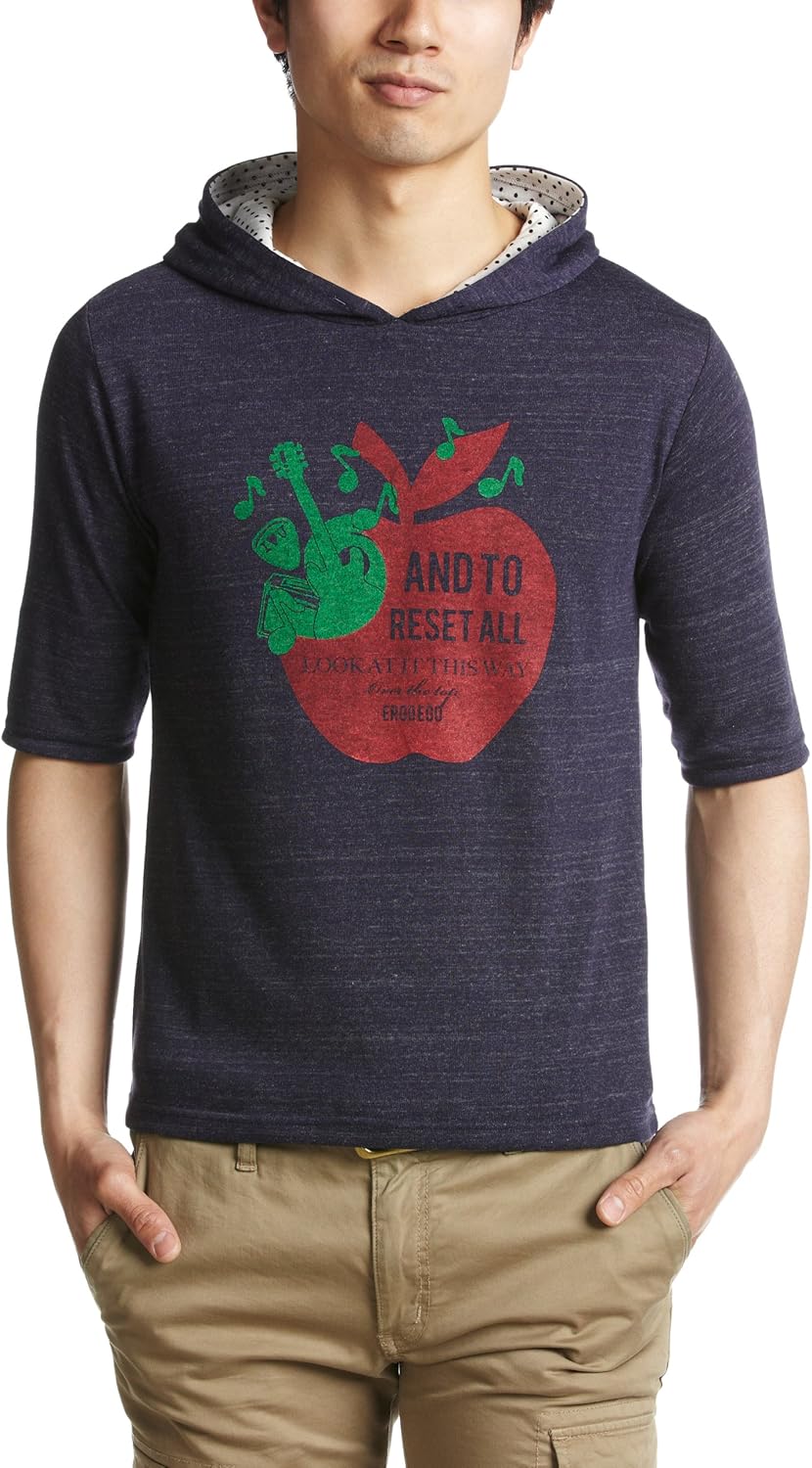 

PINC PONC Толстовка с капюшоном и грубым меланжевым рисунком в виде яблока, рукав 5/4 Pincponc, темно-синий