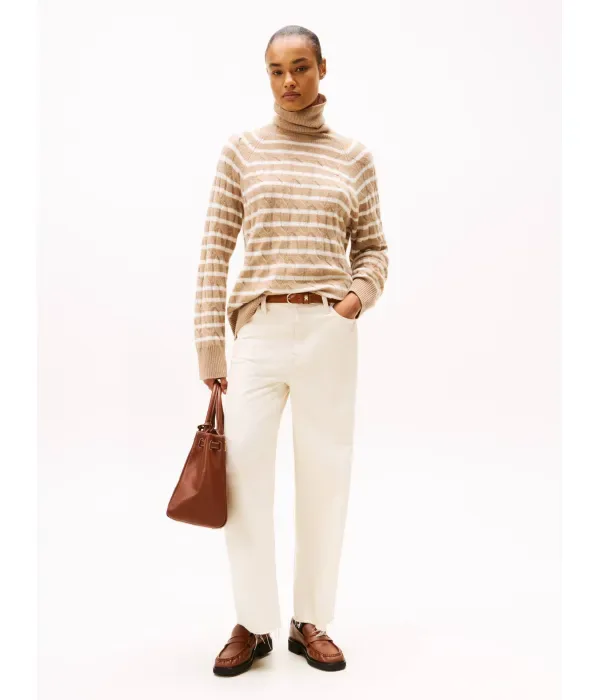 Шерстяная водолазка loose fit Tommy Hilfiger, бежевый — фото 2