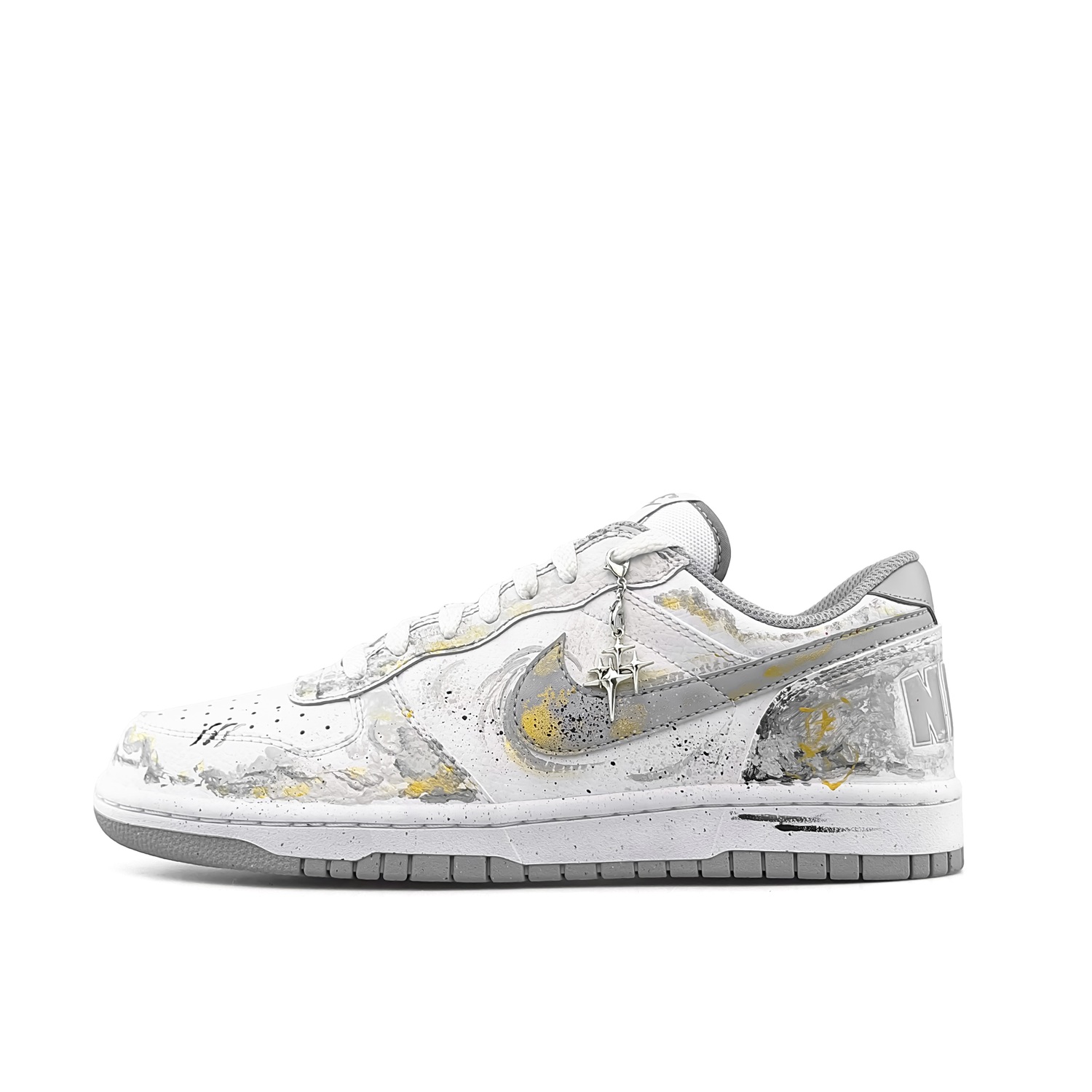 Nike Big Ink Wash Gold And Silver, специальная шоппинг-сумка, низкие скейтборд-кроссовки мужские бело-серо-серебристые — фото 3