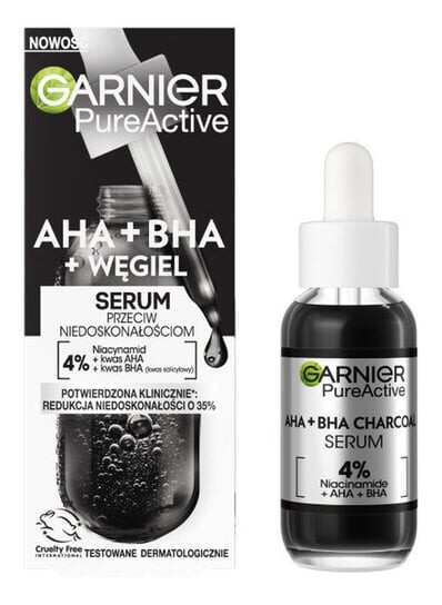 

Сыворотка против несовершенств Aha + Bha + Уголь, 30 мл Garnier, Pure Active