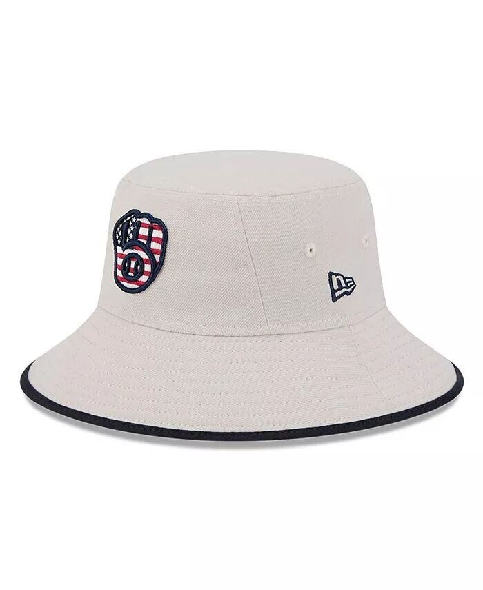 

Мужская панама цвета хаки Milwaukee Brewers 2024 Четвертое июля New Era, бежевый