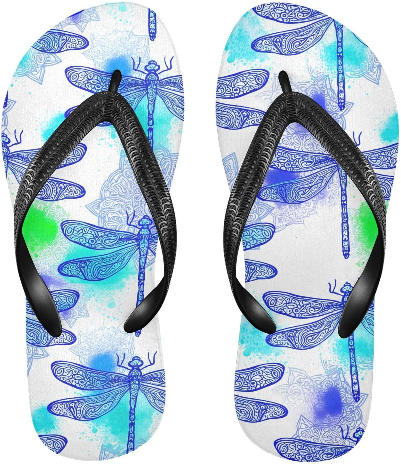 

Вьетнамки с мандалой голубой стрекозы, пляжные шлепанцы для душа, резиновые, нескользящие, летние тапочки, обувь для женщин и мужчин Sinestour