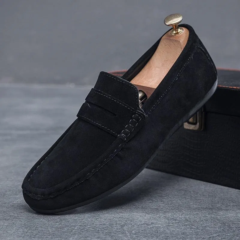 Лоферы мужские замшевые, Moe-Toe, Penny Loafers, черный SayfuR — фото 2