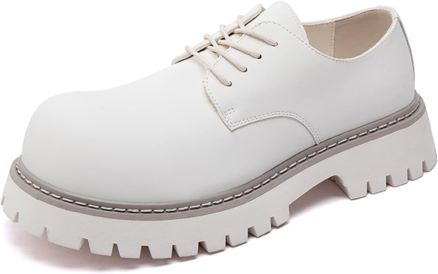 

Мужские туфли с круглым носком на шнуровке, платформой, удобные, с противоскользящей подошвой, повышающие рост, повседневные дерби, модные слипоны для работы, офиса и делового стиля, оксфорды Enoegmsd, белый