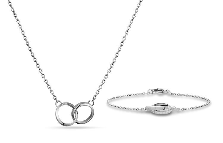 

DW/DanielWellington Ожерелье и браслет Daniel Wellington Alloy Double Buckle для женщин элегантный цвет starlight silver