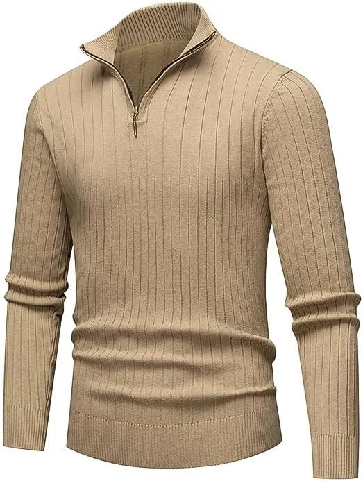 

Мужской свитер с четвертью молнии и воротником-стойкой