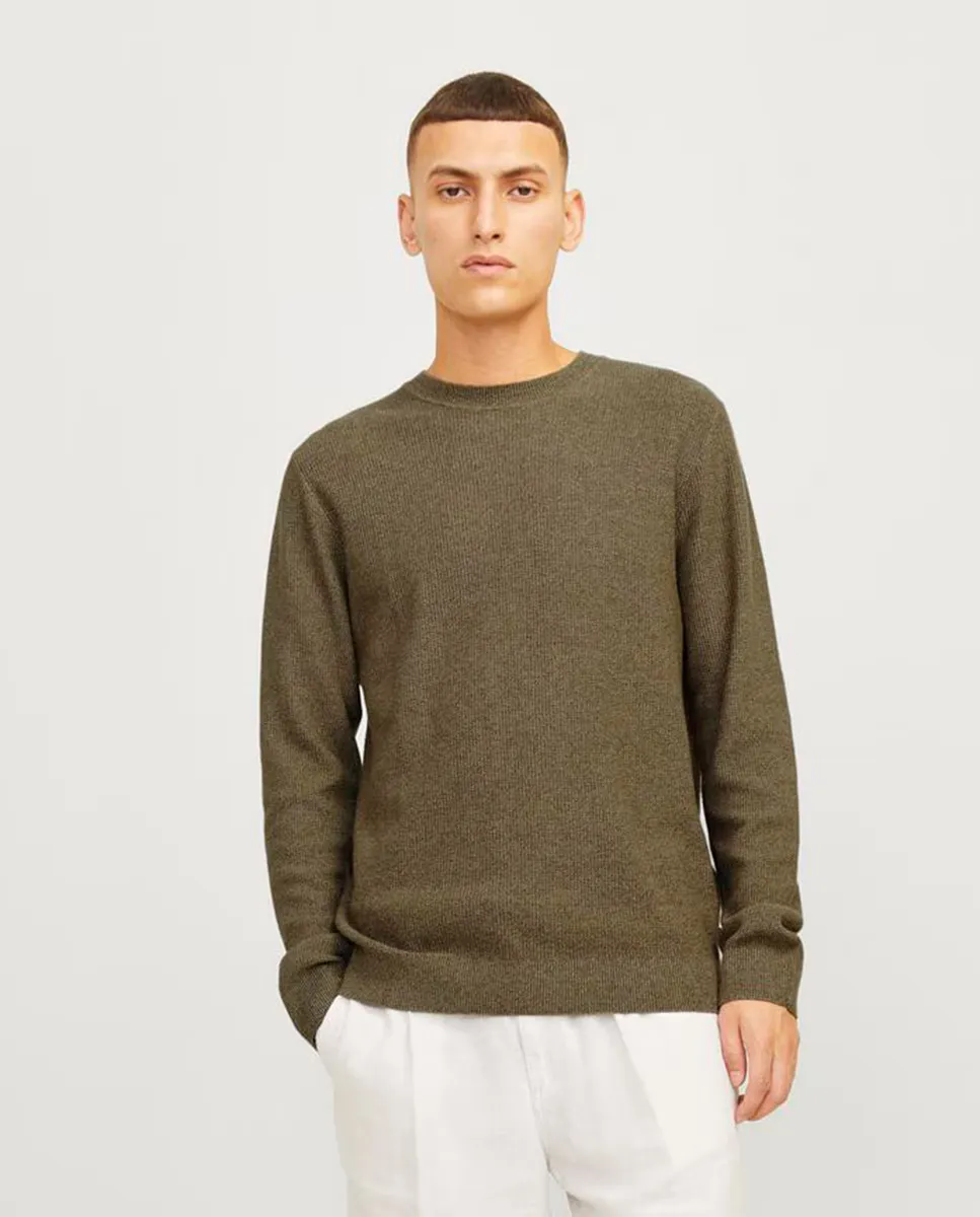 

Мужской вязаный свитер с длинным рукавом и круглым вырезом Jack & Jones, зеленый