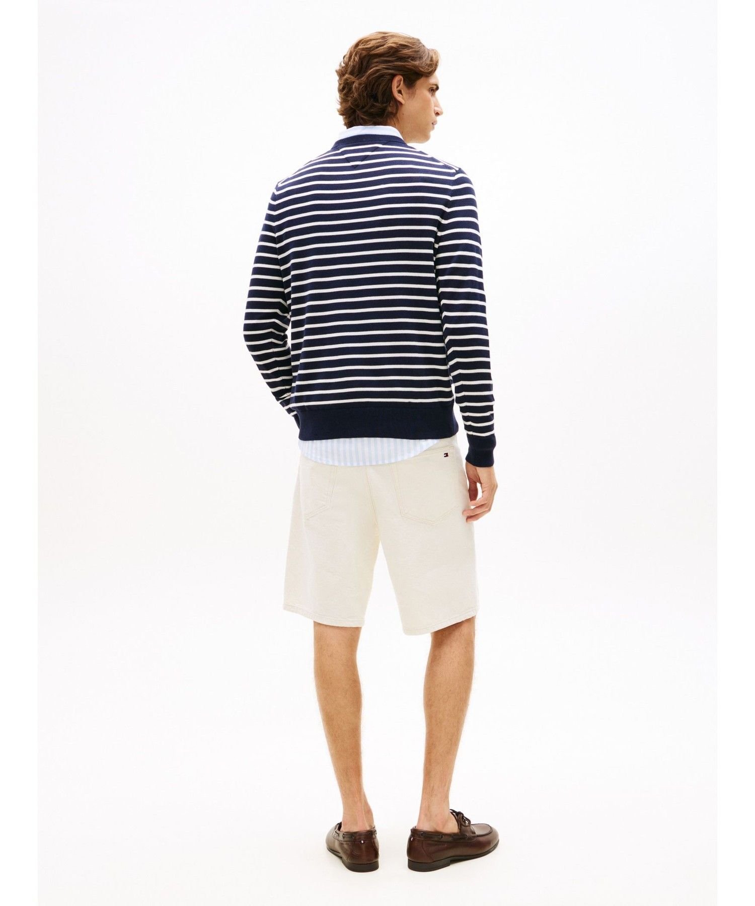 Хлопковый вязаный пуловер с круглым вырезом Tommy Hilfiger, Navy 0A5 — фото 4
