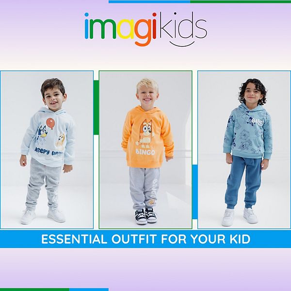 Комплект Bluey: худи и брюки из флиса Imagikids, Teal Blue Bluey — фото 3