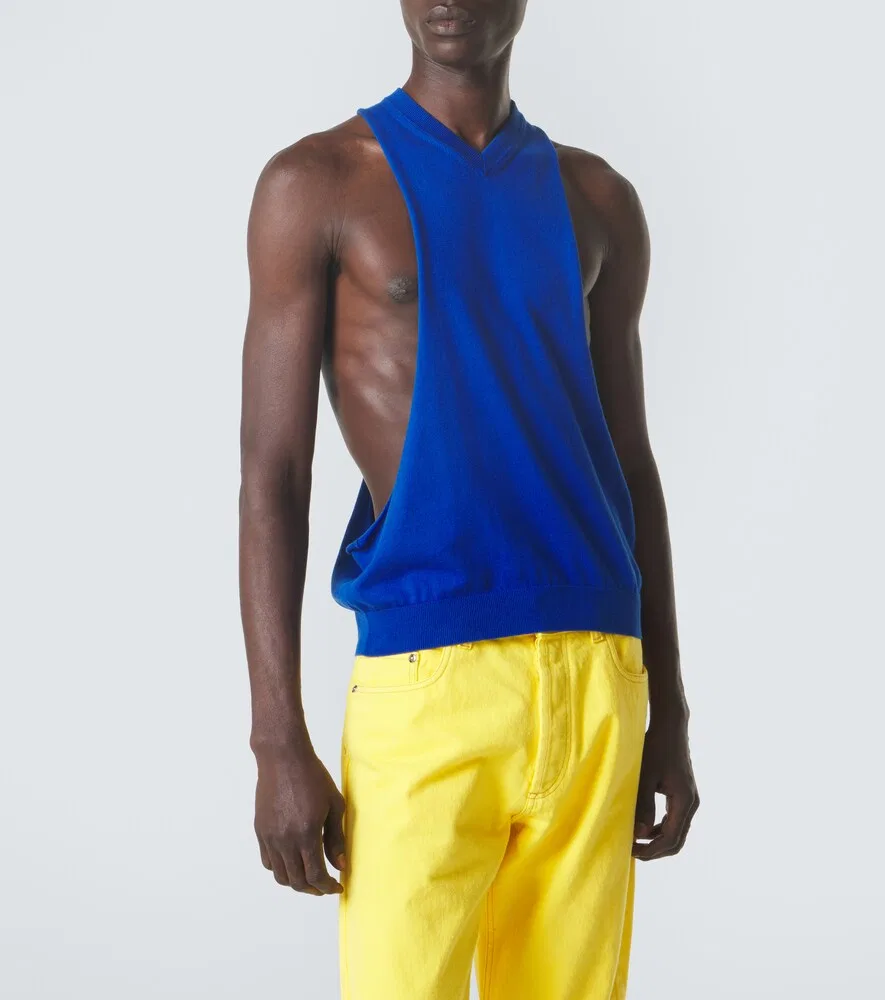 Хлопковая майка Versace, синий — фото 3