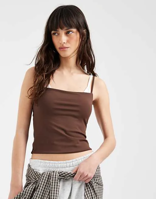 

Коричневый укороченный топ-комбинация ASOS DESIGN Sculpting