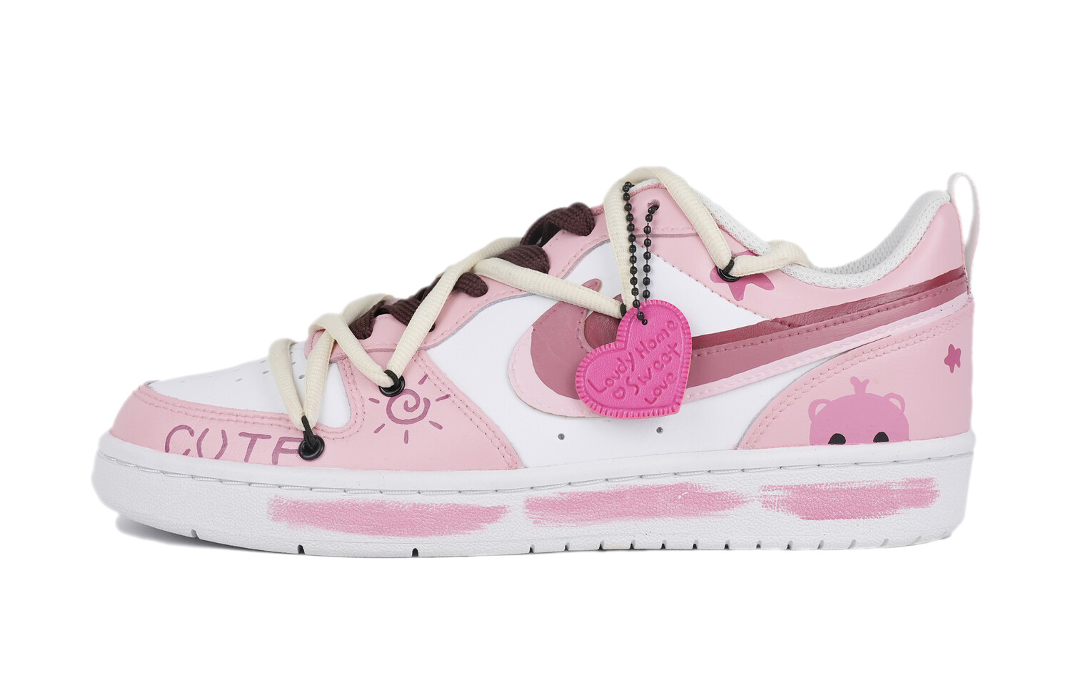 

Кроссовки Nike Court Borough Skateboard Shoes Women's Low-Top Pink/White, розовый