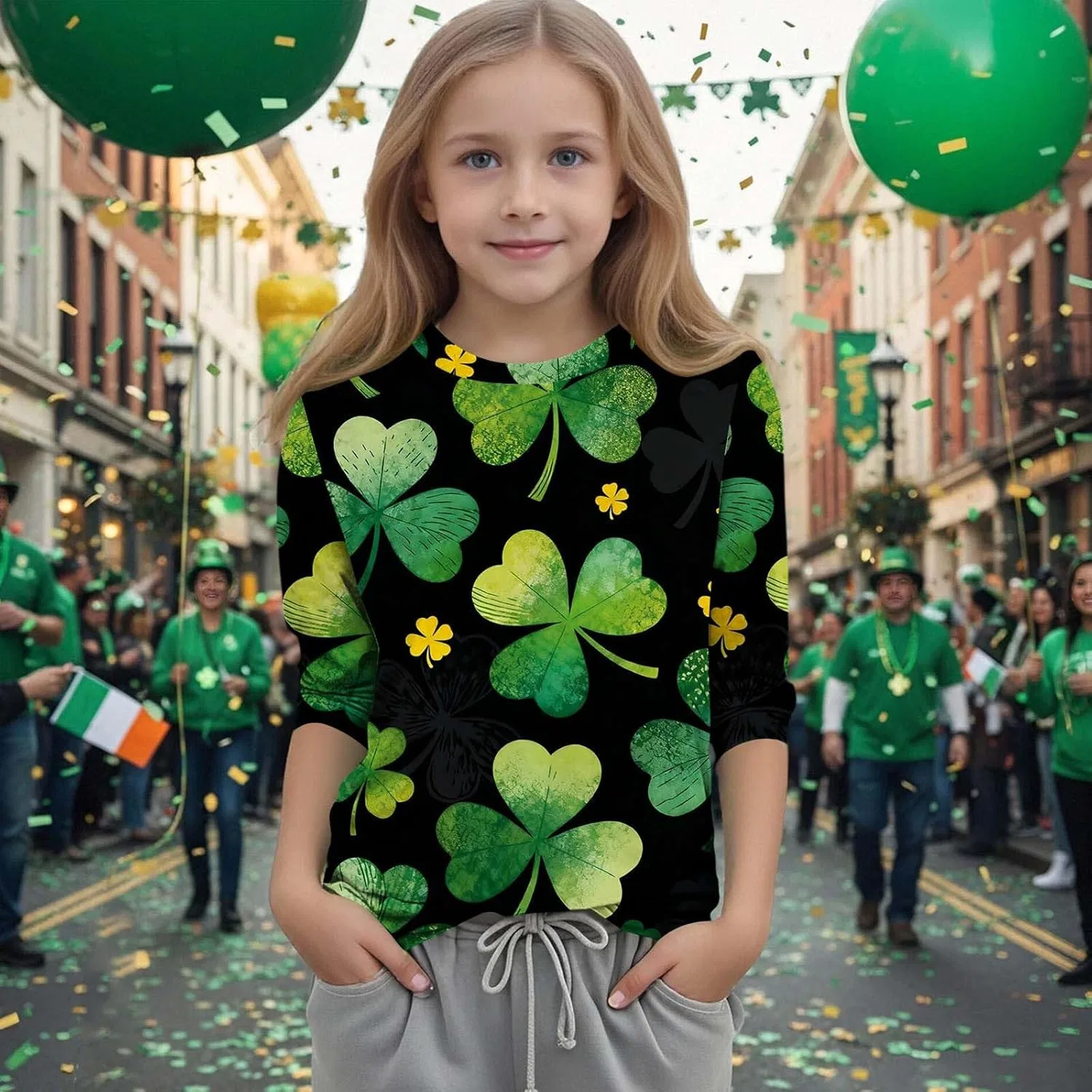 Футболка с коротким рукавом Shamrock Graphic Tee Zzalalana, девочки, 3-14 лет, Green11 — фото 2
