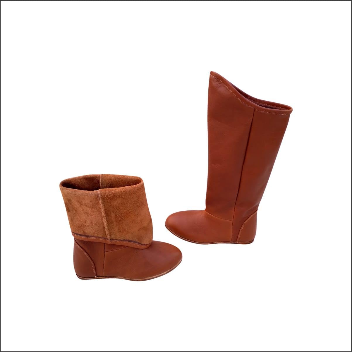 

Высокие кожаные сапоги в римском стиле Rhishoe (пара) Кожаная обувь без шнурков, initial