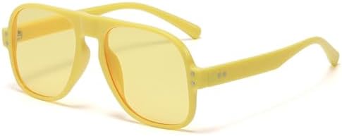 

Солнцезащитные очки 2027 года в ярких, конфетных цветах для женщин, ретро-стиль с заклепками, модные зеленые квадратные солнцезащитные очки для мужчин MTZJH, Yellow Yellow