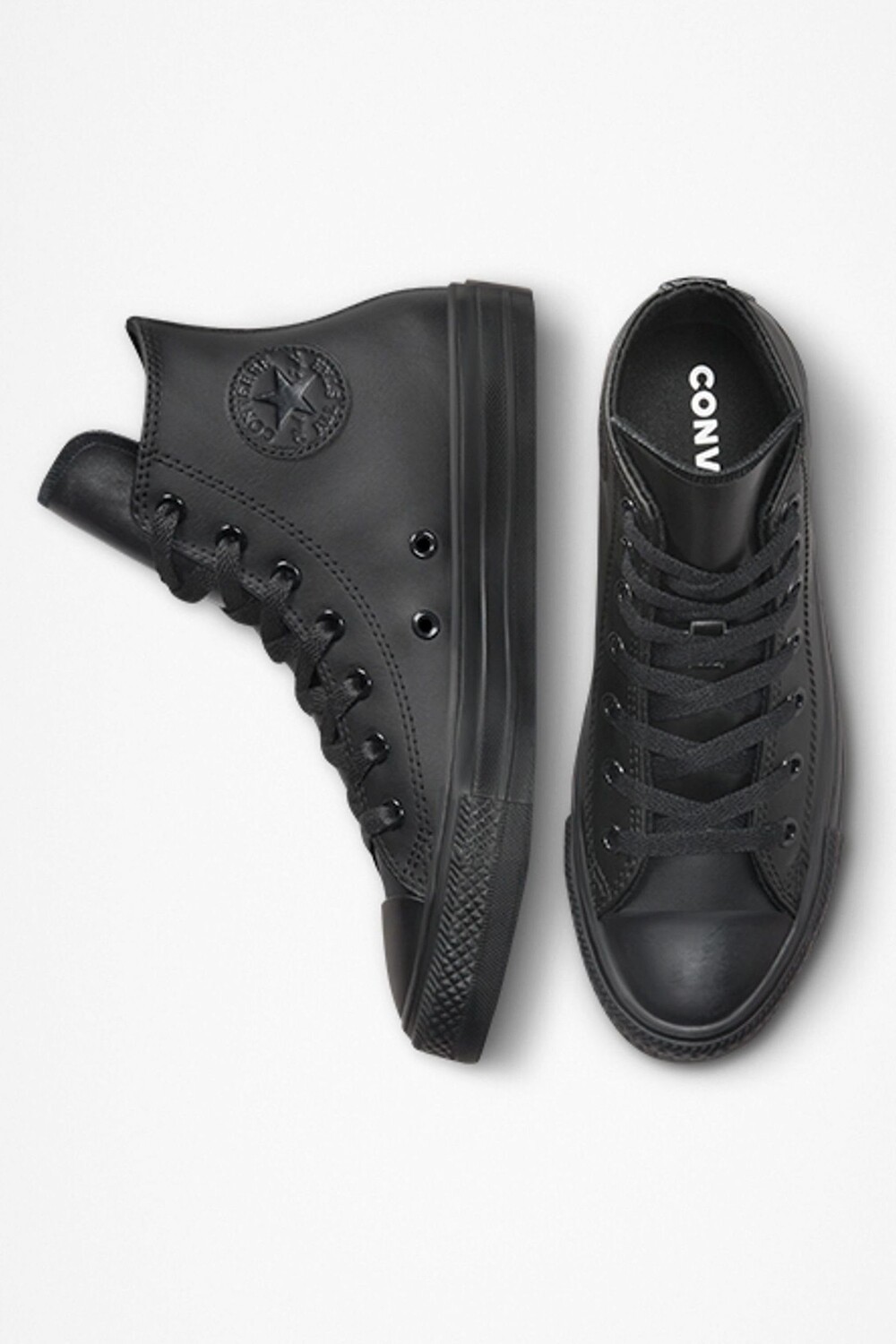 Молодежная кожаная спортивная обувь с высоким верхом Converse, черный — фото 4
