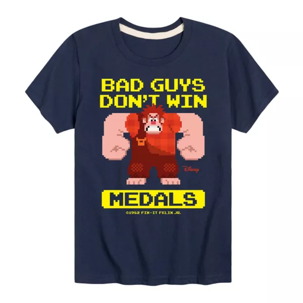 

Футболка с графическим принтом «Wreck it ralph»: «Плохие парни не выигрывают медали» Disney, синий