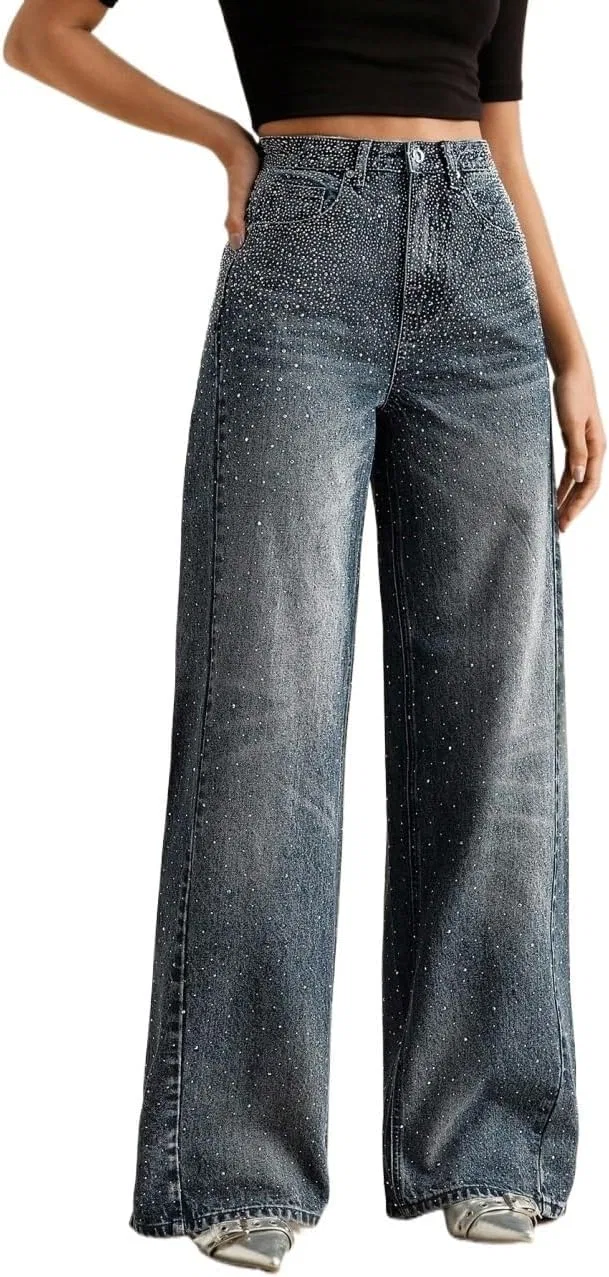 Джинсы свободные Baggy, Bleached Dazzling Wide Leg, Blue