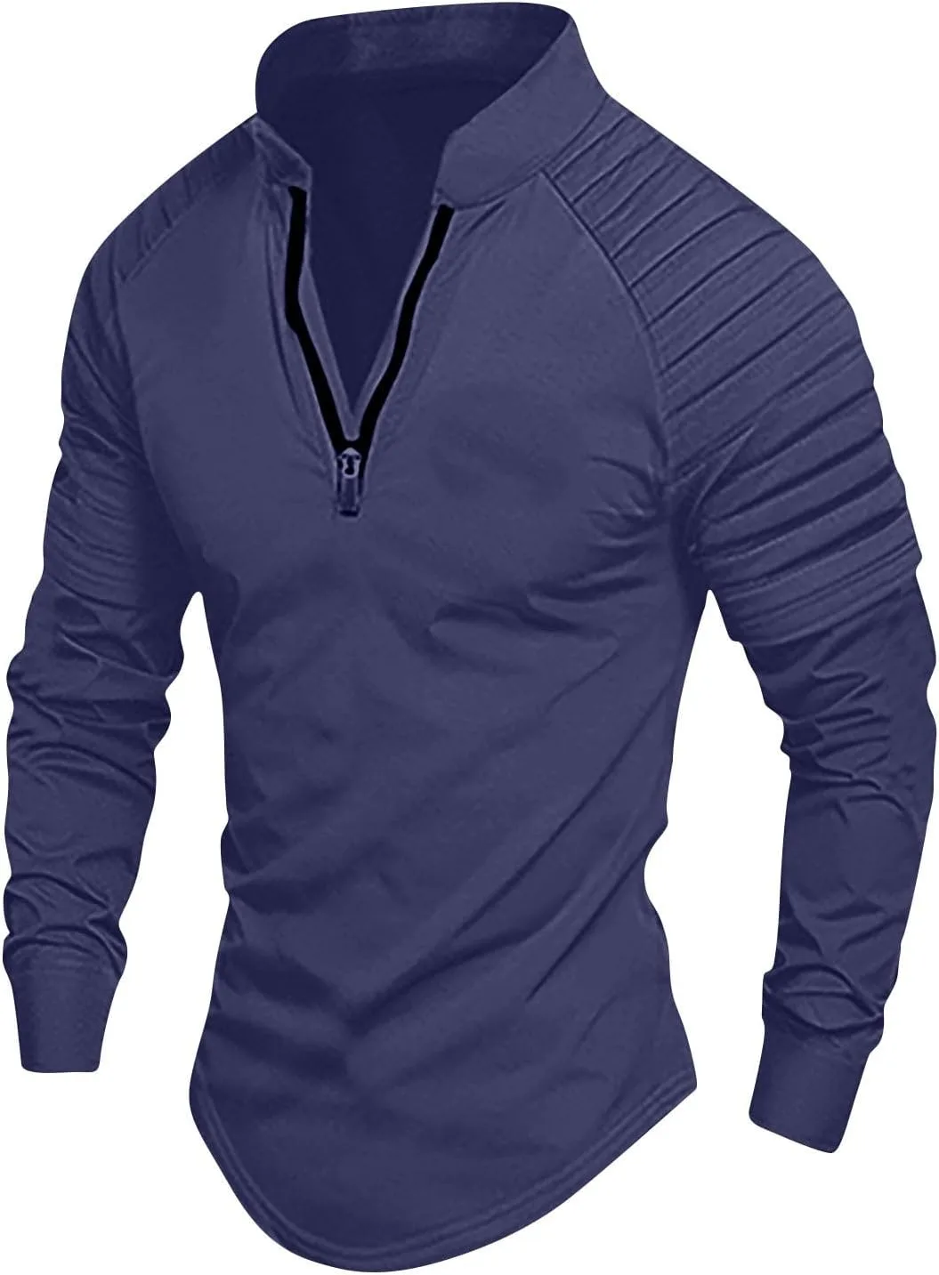 

Мужская футболка Stand Collar с длинным рукавом и молнией