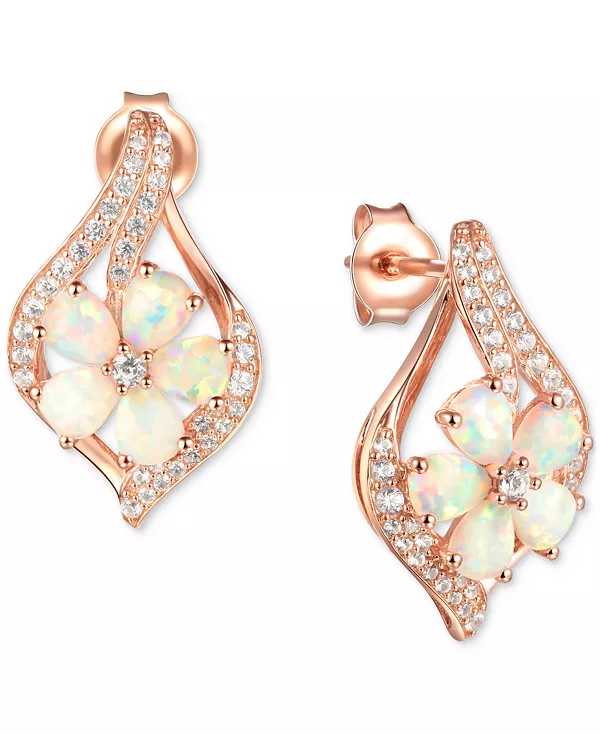 

Серьги-Гвоздики в форме цветка с опалом (1-1/3 карата) и бриллиантами (1/3 карата) из 14-каратного розового золота Macy'S, opal