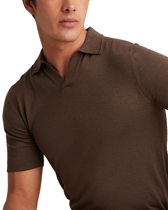 

Мериносовый пуловер-поло REISS, коричневый