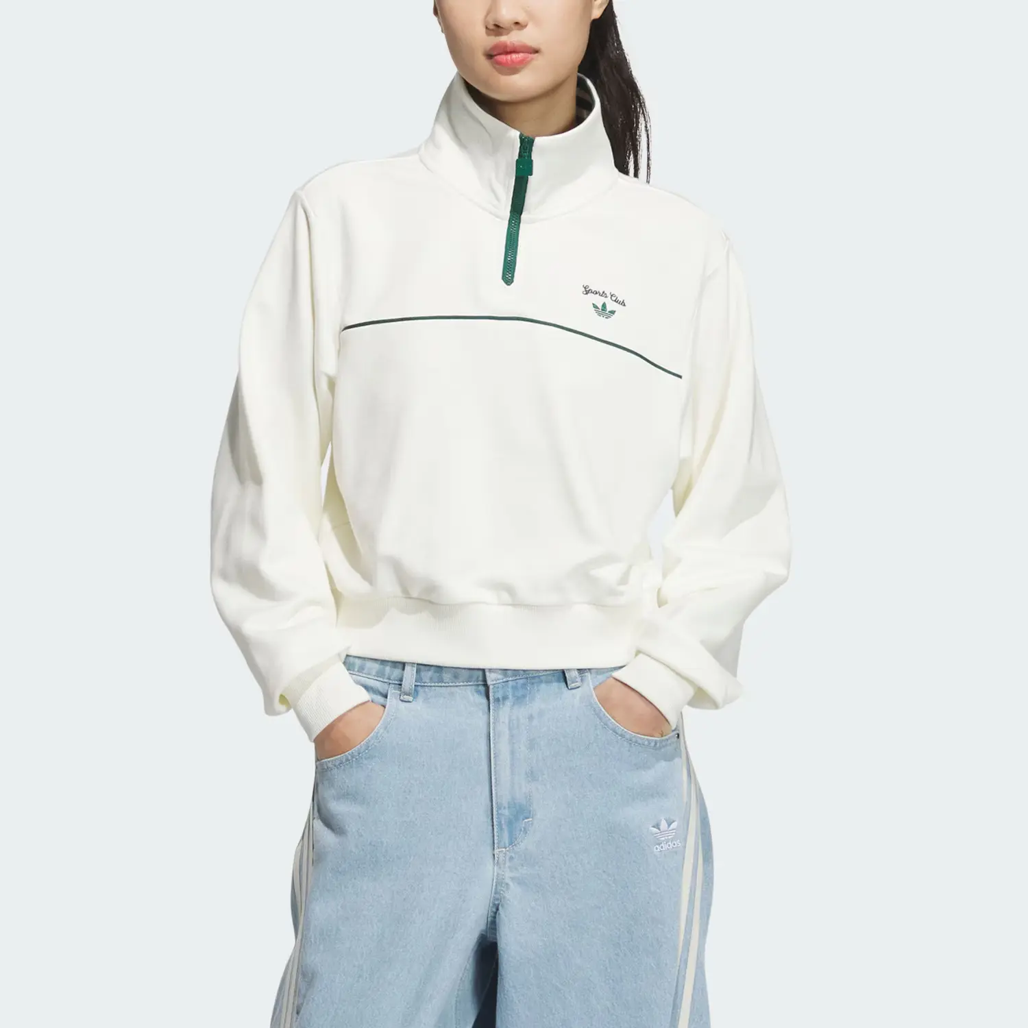 Adidas Originals Ретро спортивная клубная толстовка Women's Jade White — фото 4