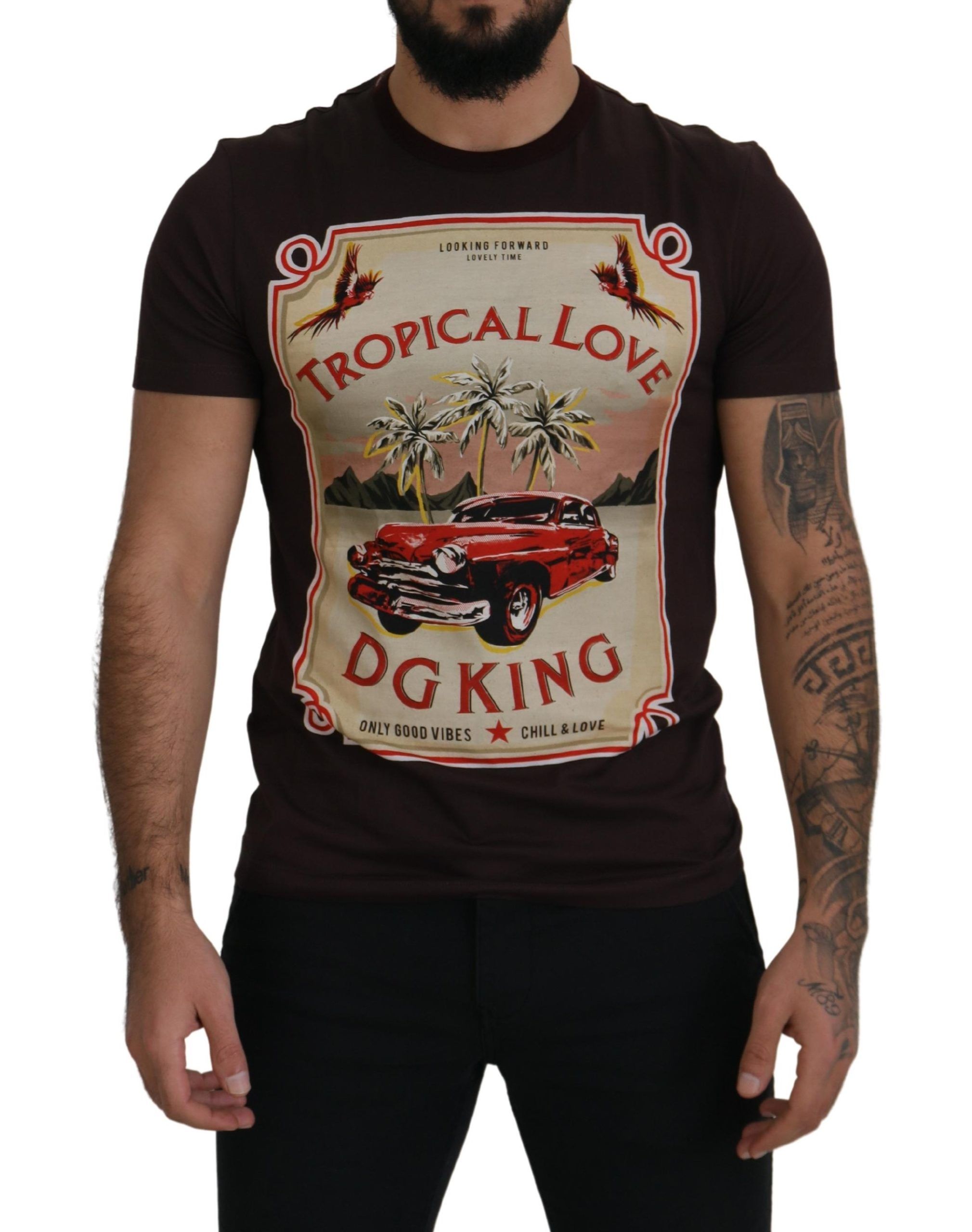 

Футболка Tropical Love DG King Cotton — королевский штрих! Dolce & Gabbana, коричневый