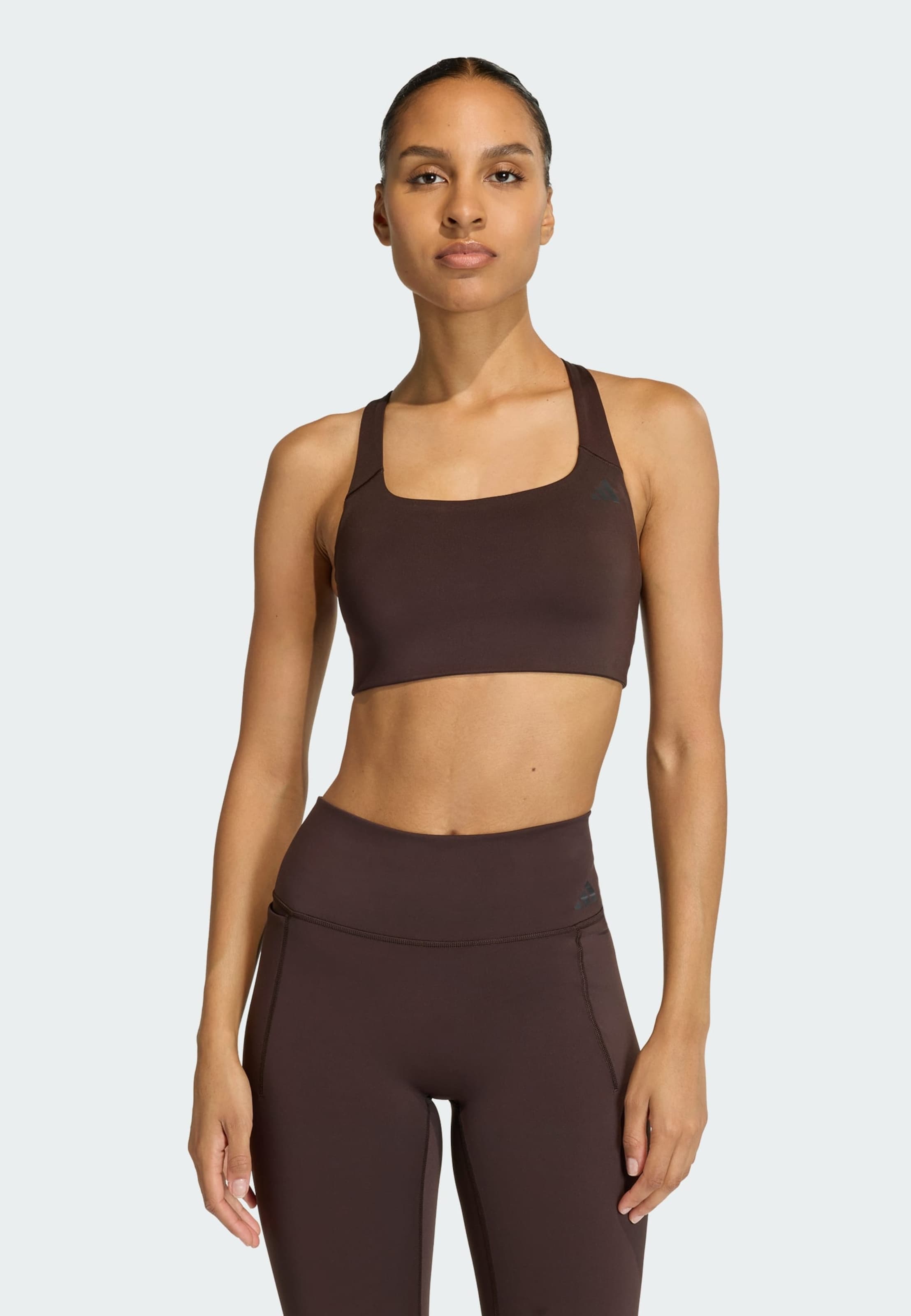 Adidas Performance Спортивный бюстгальтер-бралетт 'Optime' в темно-коричневом — фото 3